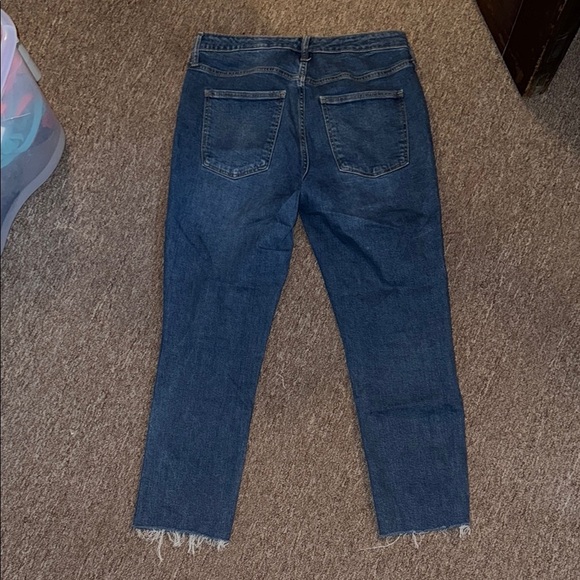 Blue Ankle Length Jeans with Frayed Hem - Picture 4 of 4